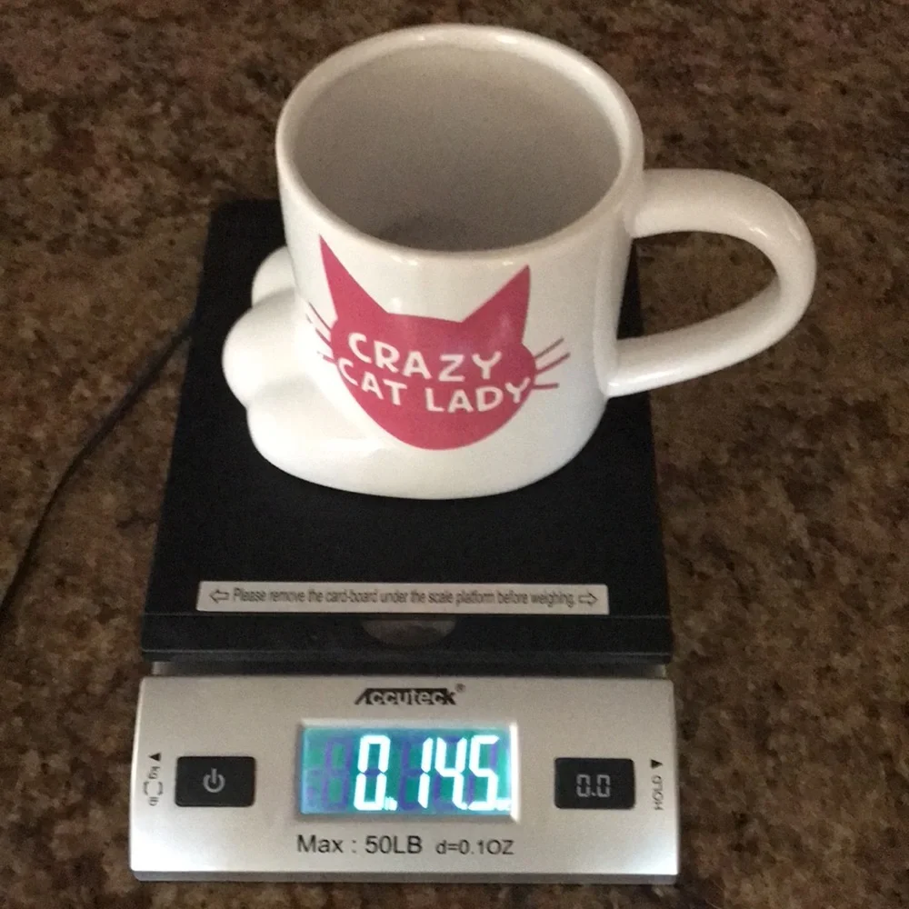 Big Mouth Crazy Cat Lady Cat Paw Coffee Tea Ceramic Mug White Pink 20oz Drink - Picture 11 of 11